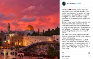 بيلا حديد تعبر عن حزنها من أجل القدس بعد إعلان ترامب