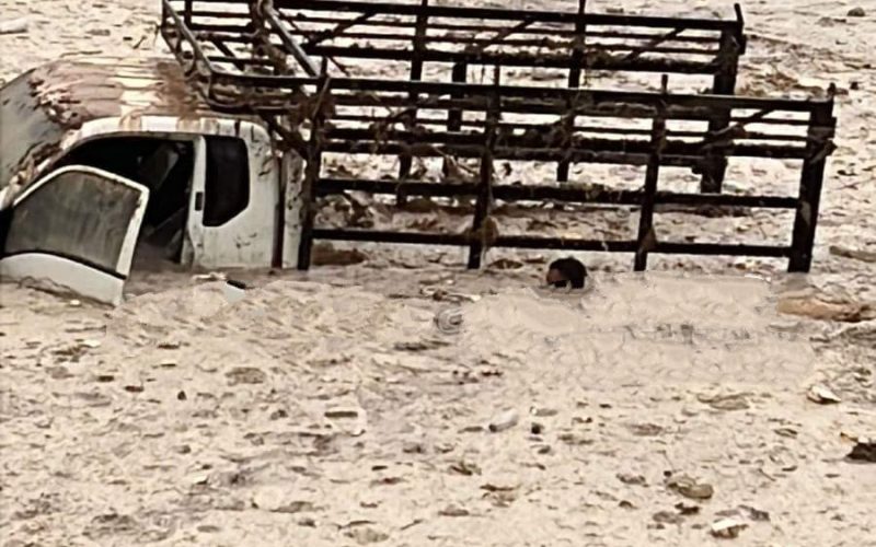 غرق مركبة داخل نفق حوشا بسبب غزارة الأمطار في المفرق