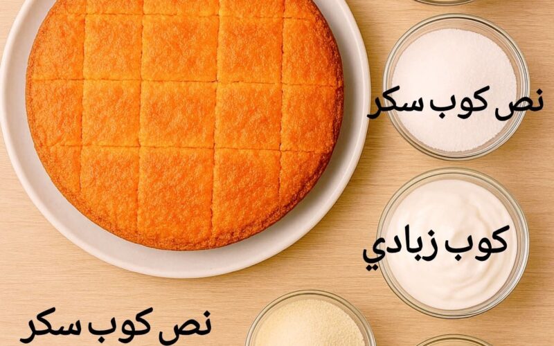 كيكة البسبوسه الهشّة بالزبادي