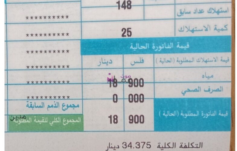 فاتورة مياه في الأردن تفتح تساؤلات حول الدعم والتسعير (صورة)